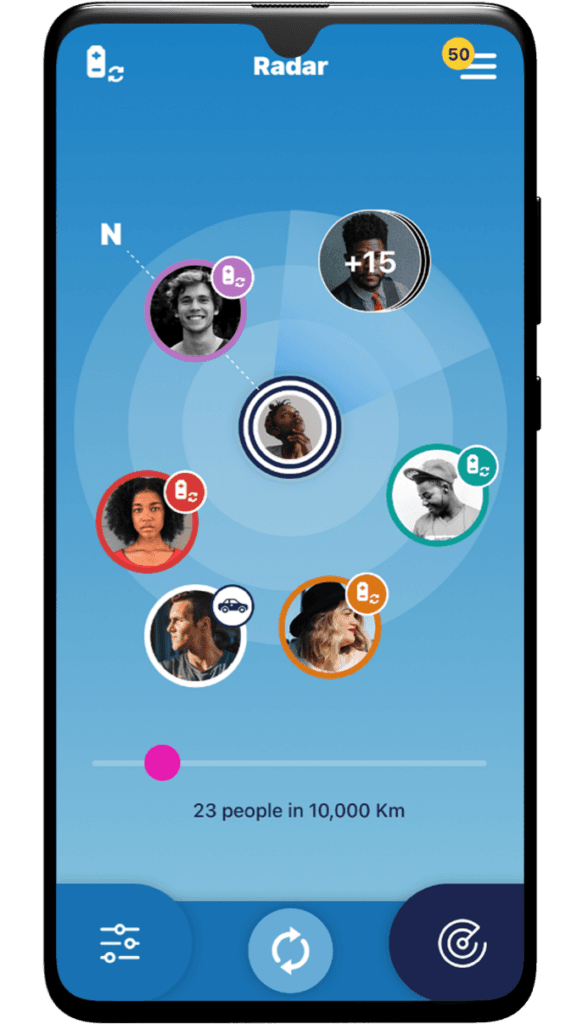 Serendipity radar phone screen