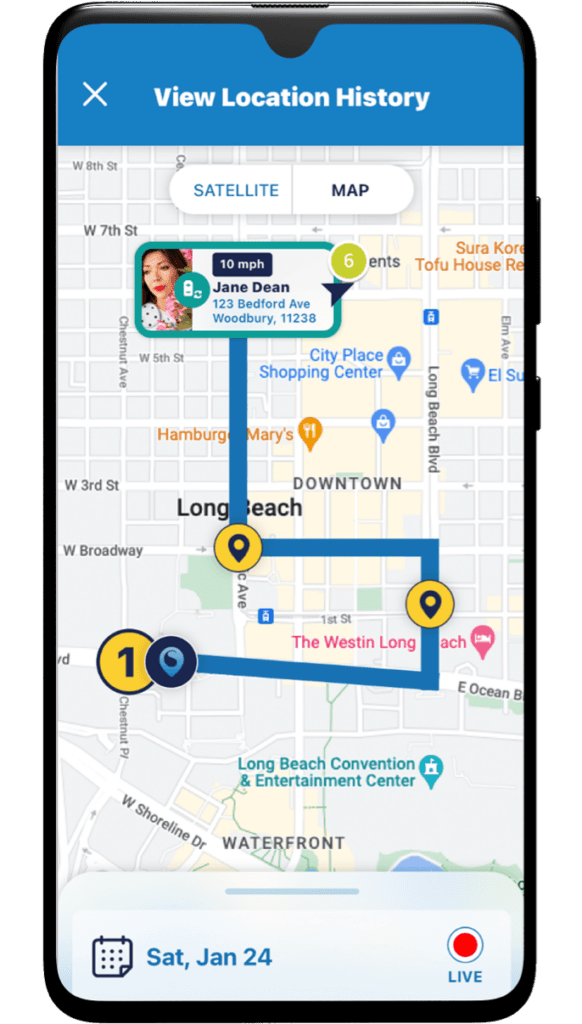 Location history screen